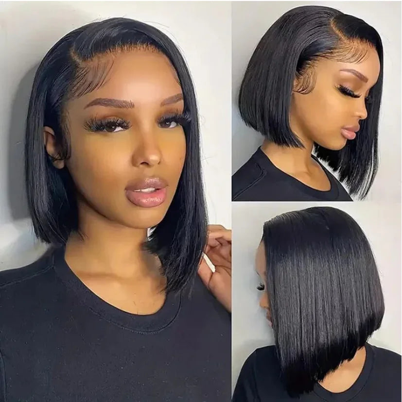 250% Density Bone Straight Short 13x4 Bob Wig Human Hair Vietnamese Hair Lace Frontal Bob Wig Human Hair Preplucked Glueless Wig