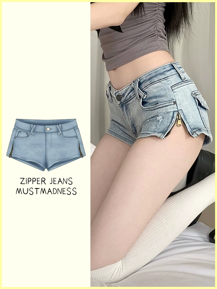 American Style Sexy Tight Low Waist Denim Super Short