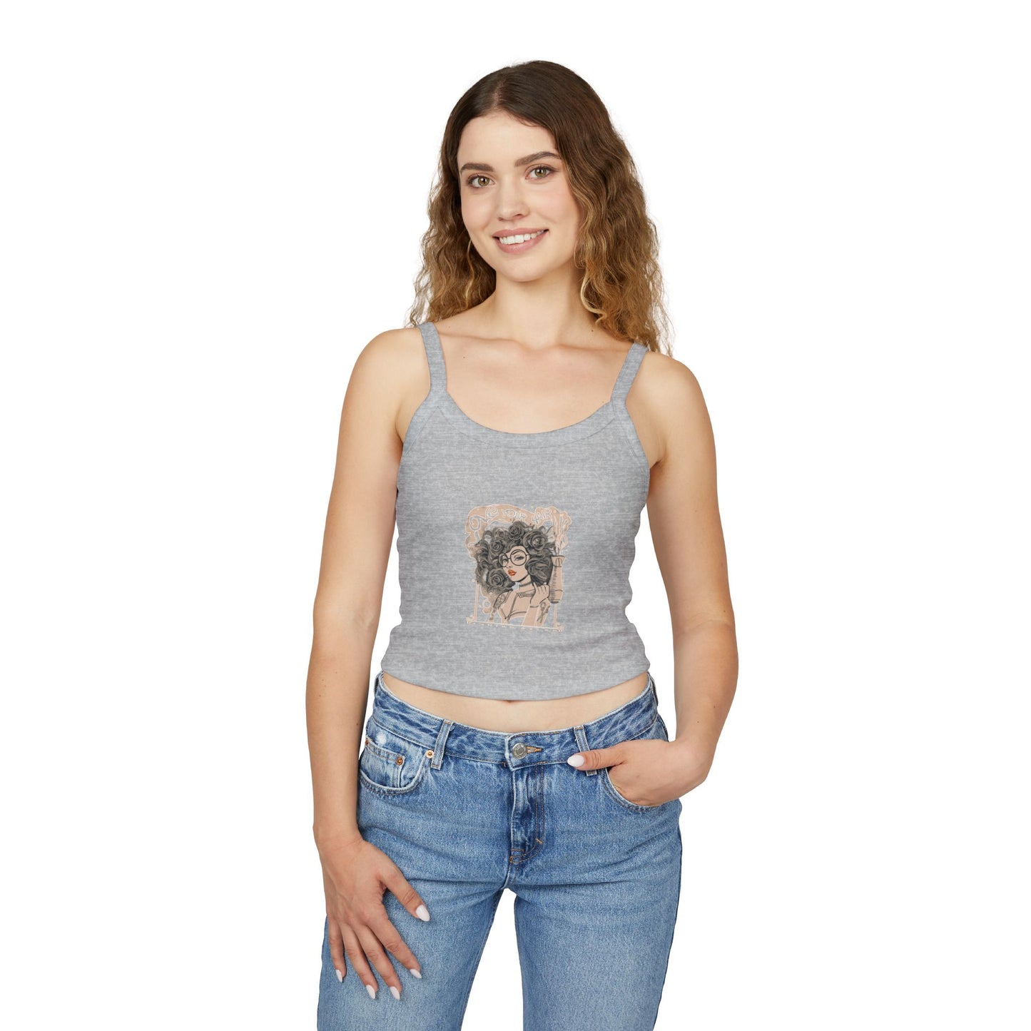 Chic Feminine Graphic Tank Top - Stylish Summer Wear, Gift for Her, Beach Essential, Casual Outing Top, Cute Summer Top