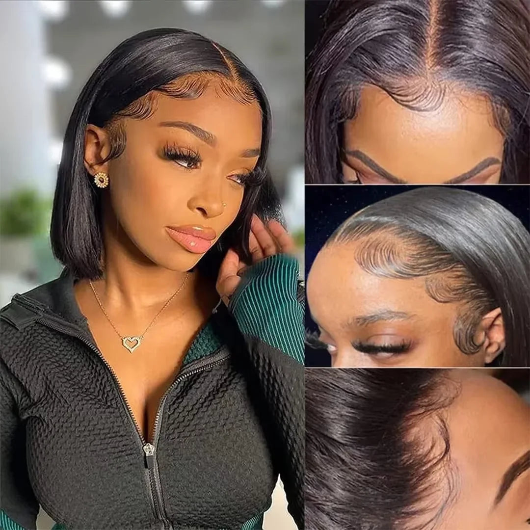 250% Density Bone Straight Short 13x4 Bob Wig Human Hair Vietnamese Hair Lace Frontal Bob Wig Human Hair Preplucked Glueless Wig