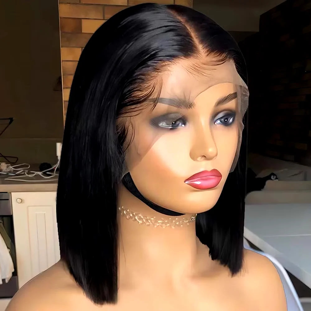 250% Density Bone Straight Short 13x4 Bob Wig Human Hair Vietnamese Hair Lace Frontal Bob Wig Human Hair Preplucked Glueless Wig