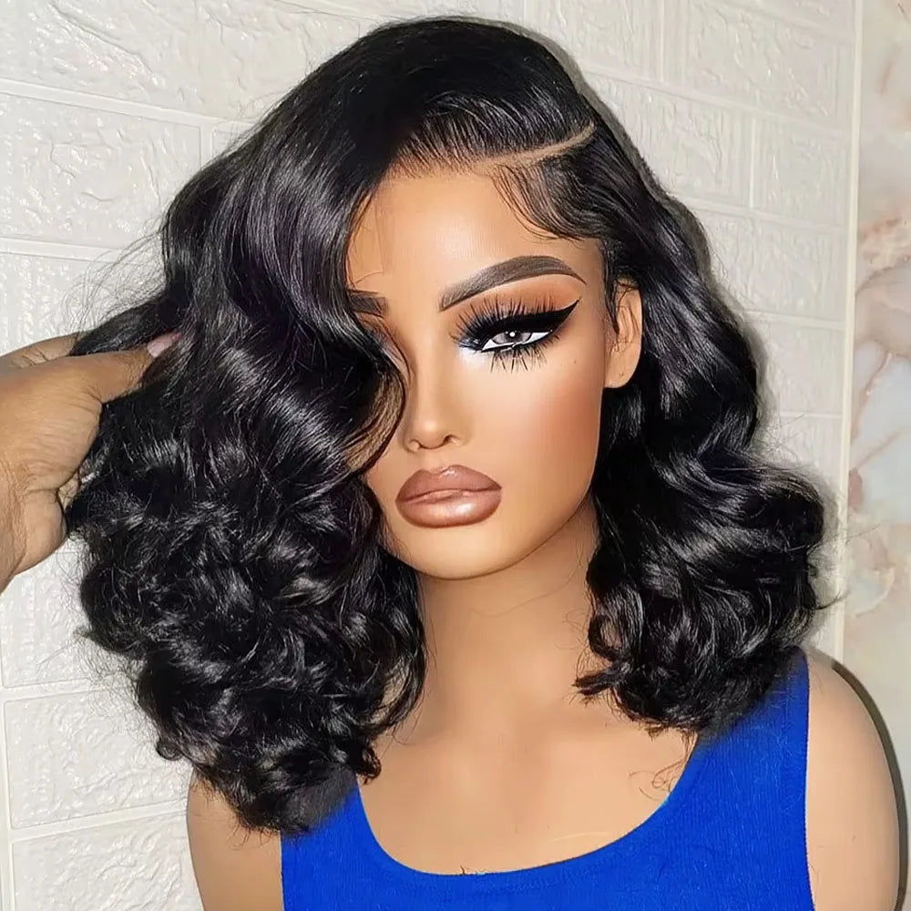 220% Density Body Wave Wear And Go Glueless Human Hair Wigs Bob Wigs For Women Ready To Wear Pre Cut 13x4 Front Wig