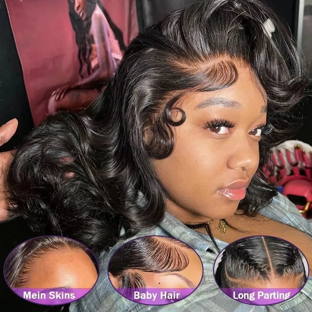 220% Density Body Wave Wear And Go Glueless Human Hair Wigs Bob Wigs For Women Ready To Wear Pre Cut 13x4 Front Wig