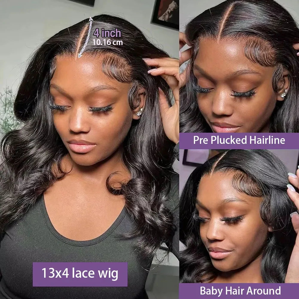 220% Density Body Wave Wear And Go Glueless Human Hair Wigs Bob Wigs For Women Ready To Wear Pre Cut 13x4 Front Wig
