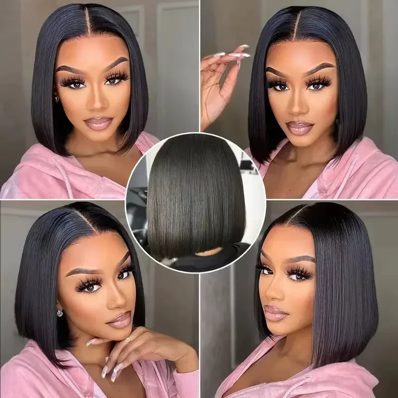 250% Density Bone Straight Short 13x4 Bob Wig Human Hair Vietnamese Hair Lace Frontal Bob Wig Human Hair Preplucked Glueless Wig