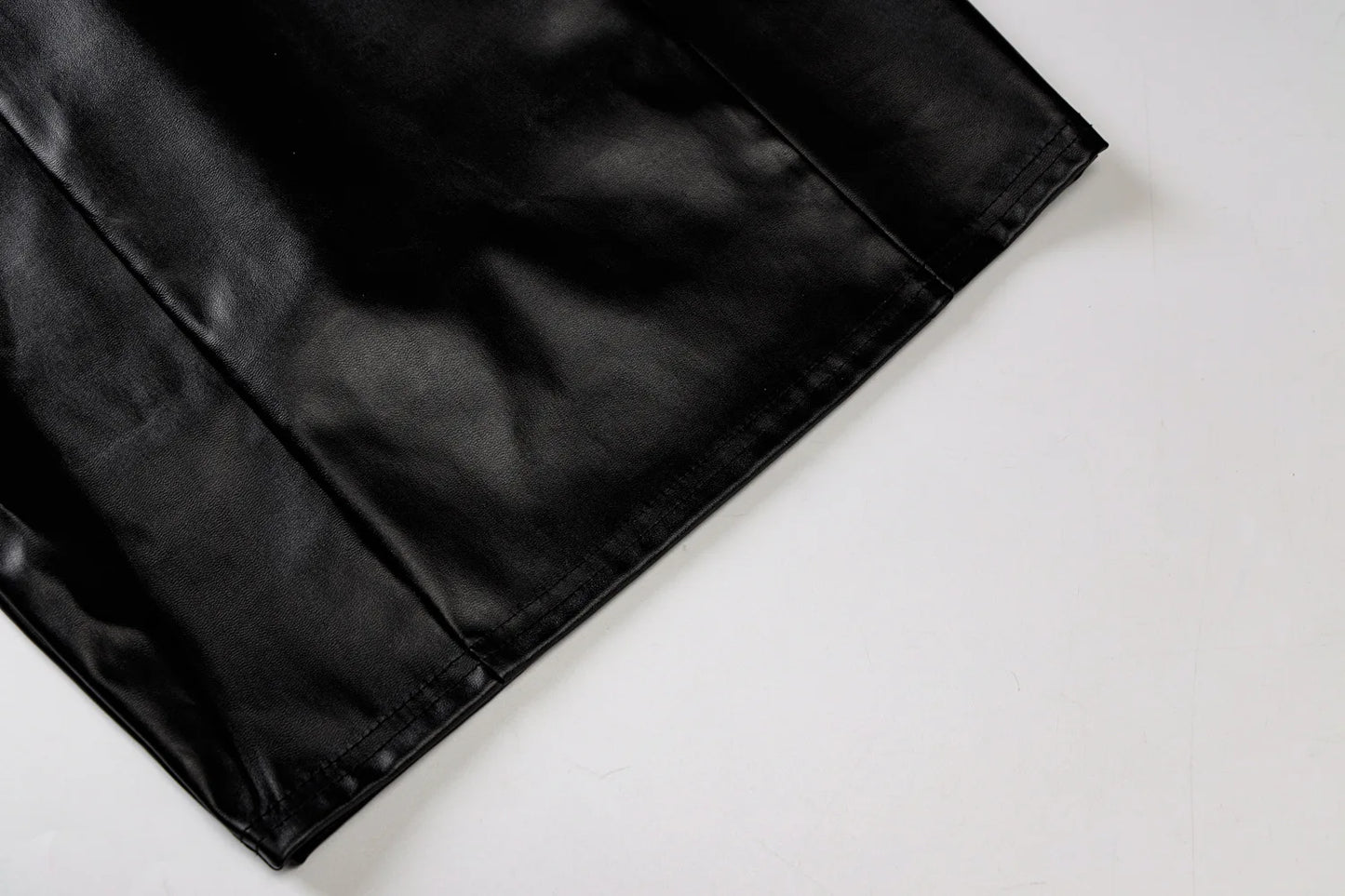 Women Summer Sexy Strapless Bodycon Pu Leather  Black Mini