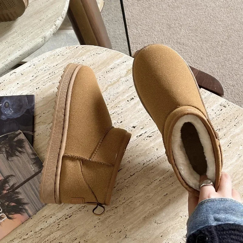 Women Winter Ultra Mini Boots for Warm Ankle Fur Booties Luxury Boots