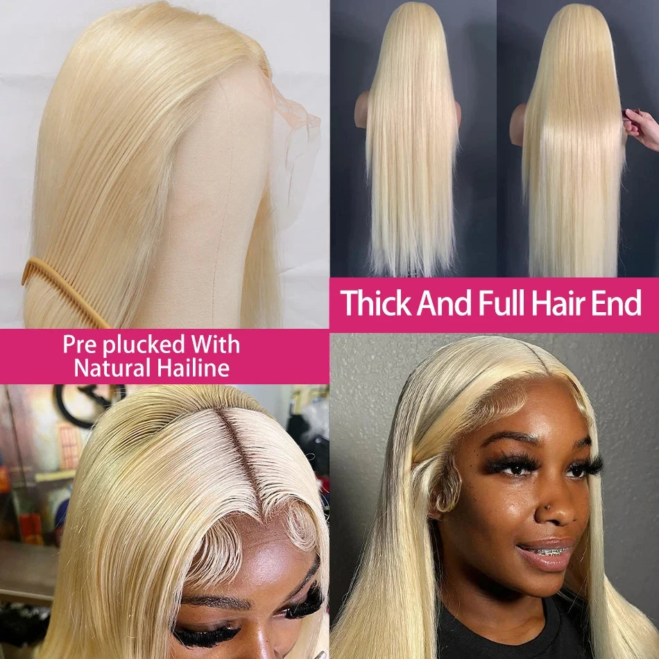 613 Hd Lace Frontal Wig 13x6 Bone Straight Human Hair Wig 13x4 Lace Front Blonde Wigs 30 32 Inch