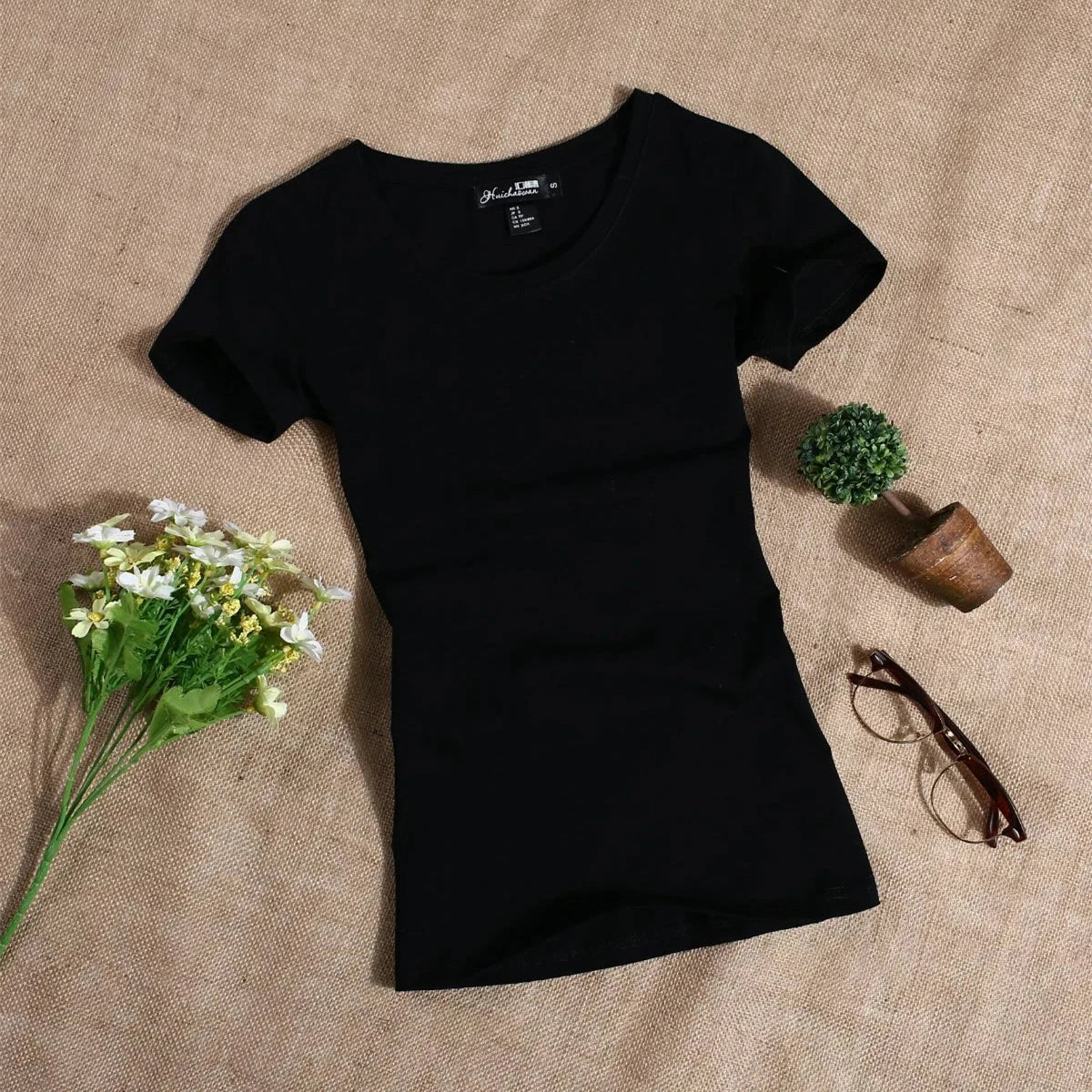 Women's T Shirt Casual Women Short Sleeved Slim Solid Color Simple Pure Women's T-Shirt For Female Women T Shirts
