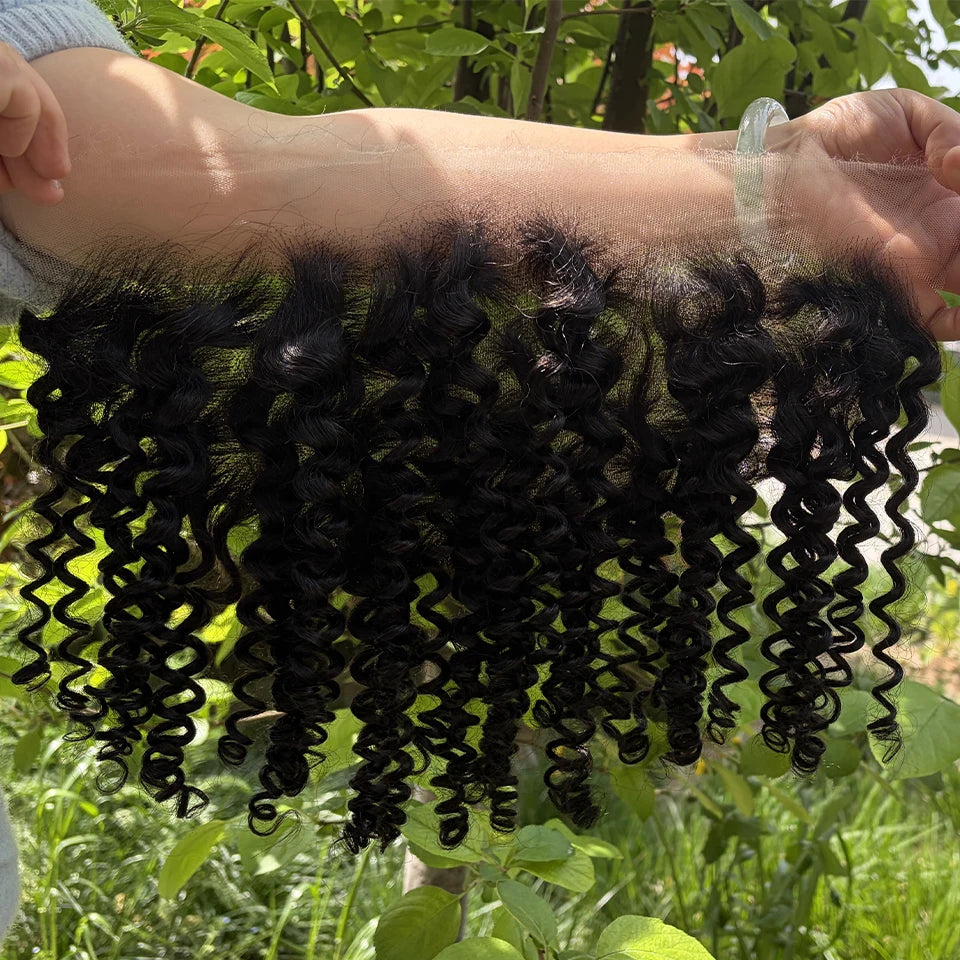 Real HD Full Long 13x6 13X4 Lace Frontal Only Burmese Curly Curl Wave Pre Plucked Swiss Closure Human Hair For Women