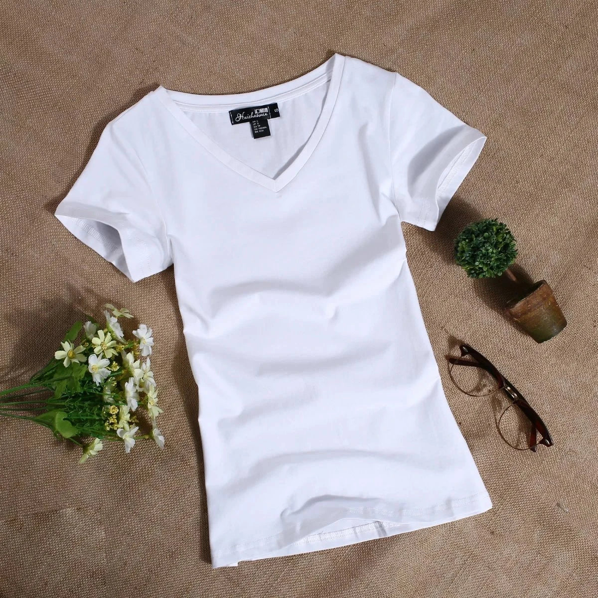 Women's T Shirt Casual Women Short Sleeved Slim Solid Color Simple Pure Women's T-Shirt For Female Women T Shirts