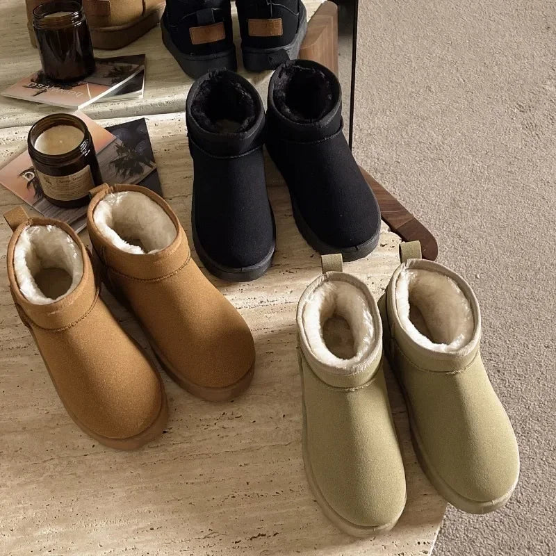 Women Winter Ultra Mini Boots for Warm Ankle Fur Booties Luxury Boots