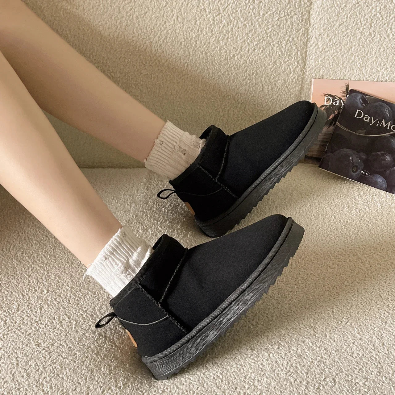 Women Winter Ultra Mini Boots for Warm Ankle Fur Booties Luxury Boots