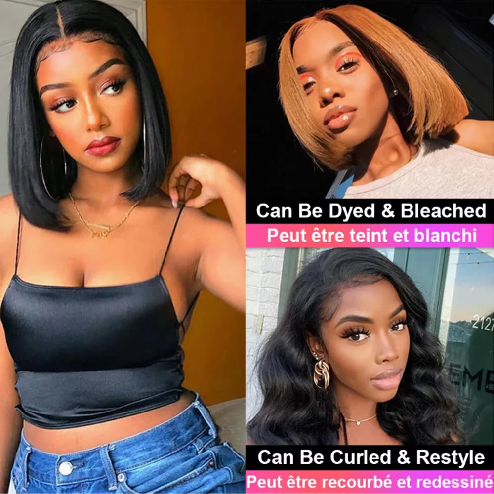 250% Density Bone Straight Short 13x4 Bob Wig Human Hair Vietnamese Hair Lace Frontal Bob Wig Human Hair Preplucked Glueless Wig