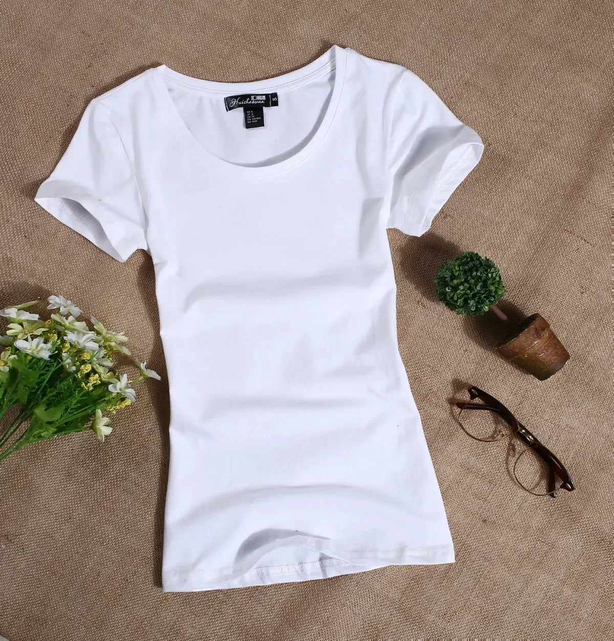 Women's T Shirt Casual Women Short Sleeved Slim Solid Color Simple Pure Women's T-Shirt For Female Women T Shirts
