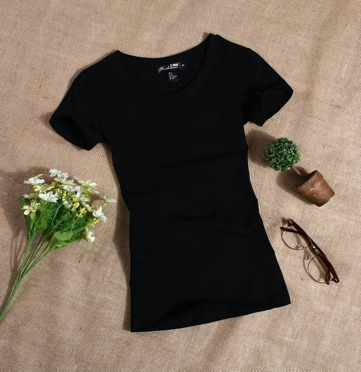 Women's T Shirt Casual Women Short Sleeved Slim Solid Color Simple Pure Women's T-Shirt For Female Women T Shirts