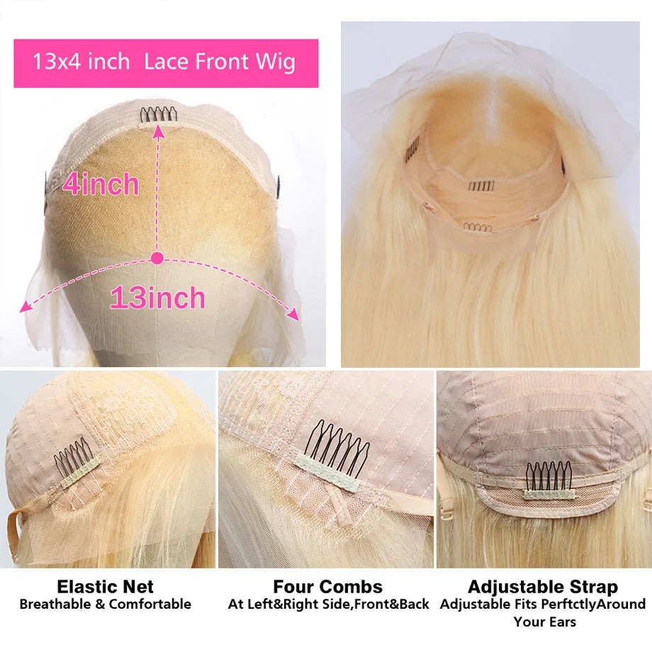 613 Hd Lace Frontal Wig 13x6 Bone Straight Human Hair Wig 13x4 Lace Front Blonde Wigs 30 32 Inch