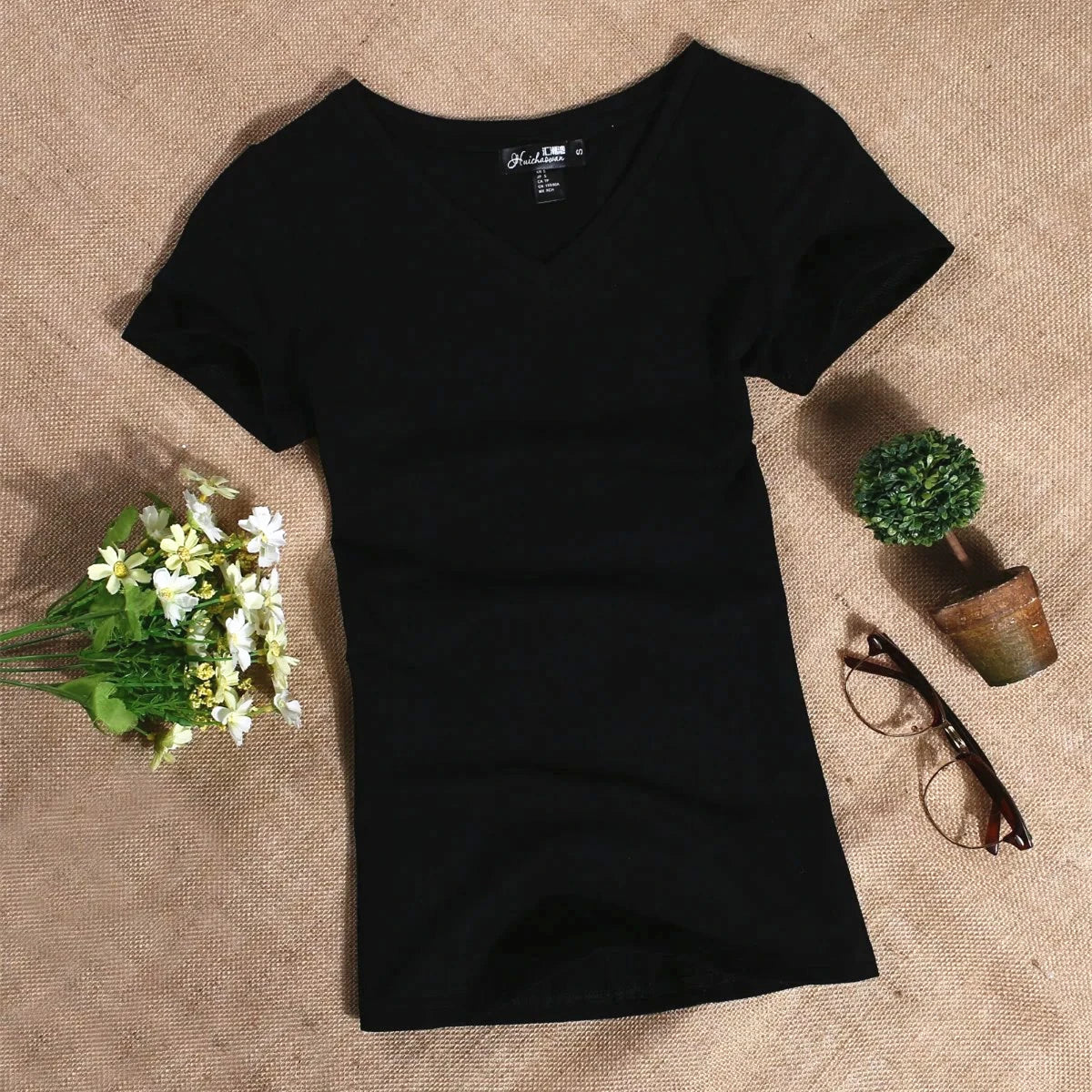 Women's T Shirt Casual Women Short Sleeved Slim Solid Color Simple Pure Women's T-Shirt For Female Women T Shirts